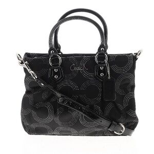 Coach Black Op Art Fabric and Patent Leather Sophia Satchel